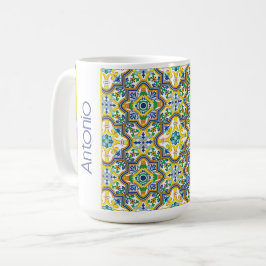 💛💙💚Stunning blauwe en gele Azulejos Koffiemok