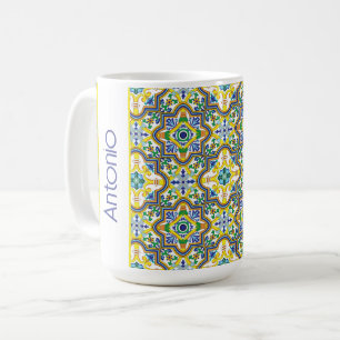 💛💙💚Stunning blauwe en gele Azulejos Koffiemok