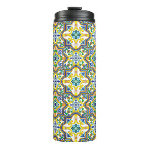 💛💚💙Stunning blauwe en gele Azulejos Thermosbeker