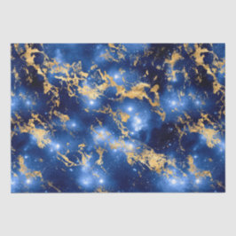 Stunning Blauwe, Witte & Gouden Marmer Galaxy Tissuepapier