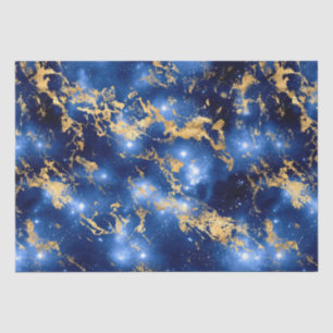 Stunning Blauwe, Witte & Gouden Marmer Galaxy Tissuepapier