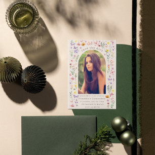 Stunning Bloemboog Quinceañera Aangepaste Foto Kaart