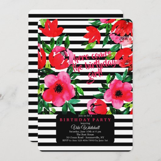 Stunning Bloemige Uitnodiging (Voorkant / Achterkant)