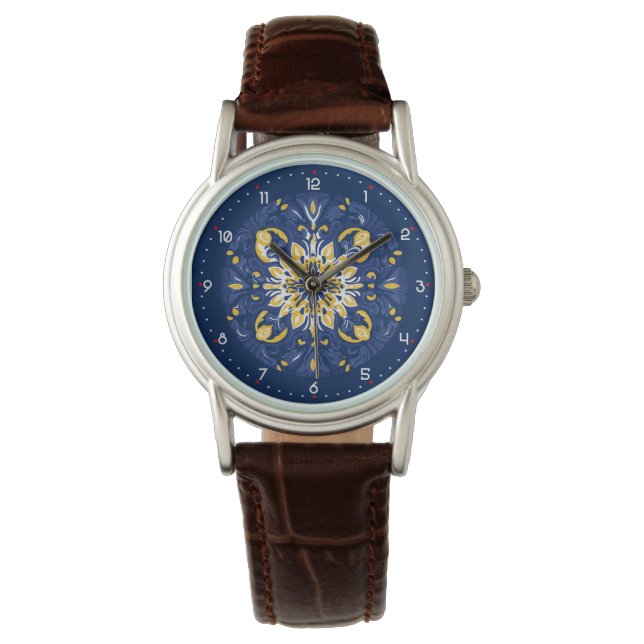 💙 Stunning blue Azulejos Horloge (Voorkant)