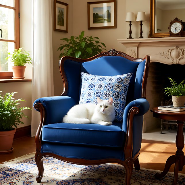 💙 Stunning blue Azulejos Kussen (Stunning blue Azulejos Throw Pillow)