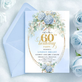 Stunning Bohemian Pastel Blue Floral 60th Birthday Kaart