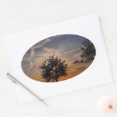 Stunning bomen, zonsondergang natuur landschap fot ovale sticker (Envelop)