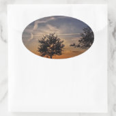 Stunning bomen, zonsondergang natuur landschap fot ovale sticker (Tas)