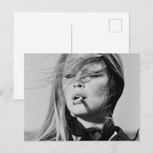 Stunning Brigitte Bardot B&W Portrait Postcard Briefkaart (Voorkant / Achterkant)
