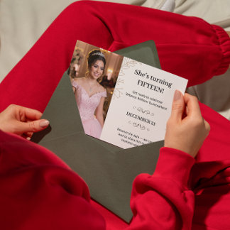 Stunning Brown Beige Leaf Minimalist Quinceanera Informatiekaartje