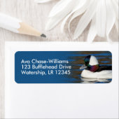 Stunning Bufflehead Duck bij Winter Pond Etiket (Insitu)