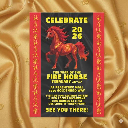 Stunning Chinese Year of the Fire Horse 2026 Kaart