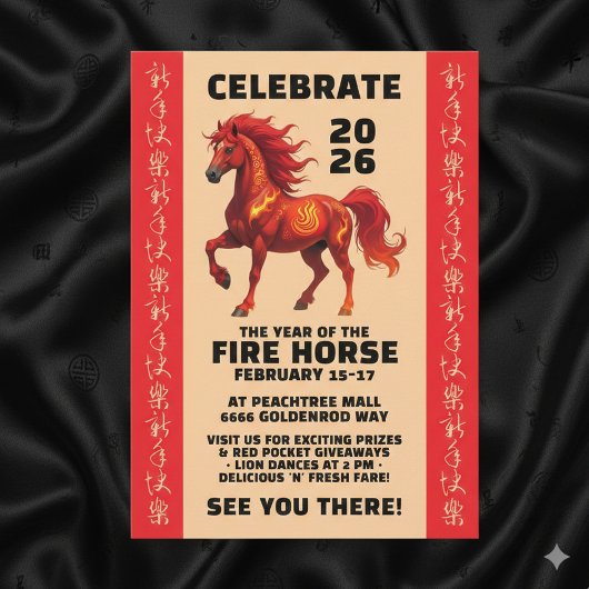 Stunning Chinese Year of the Fire Horse 2026 Kaart