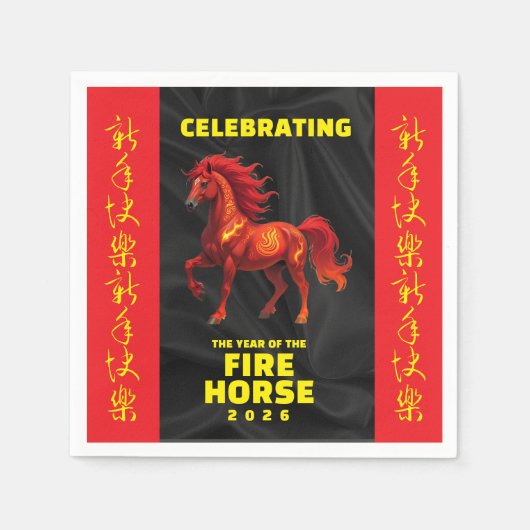 Stunning Chinese Year of the Fire Horse 2026 Servet (Voorkant)