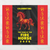 Stunning Chinese Year of the Fire Horse 2026 Sparkling Wijnetiket (Enkel label)