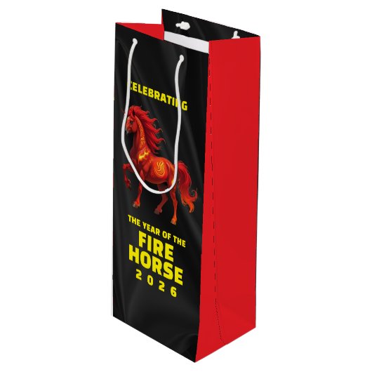 Stunning Chinese Year of the Fire Horse 2026 Wijn Cadeautas (Voorkant Gekanteld)