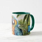 Stunning Custom Monogram Parrot Macaw Mok (Voorkant rechts)