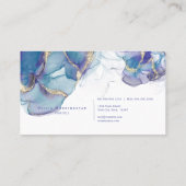 Stunning Dusty Blue Violet Gold Accent Alcohol Ink Visitekaartje (Achterkant)