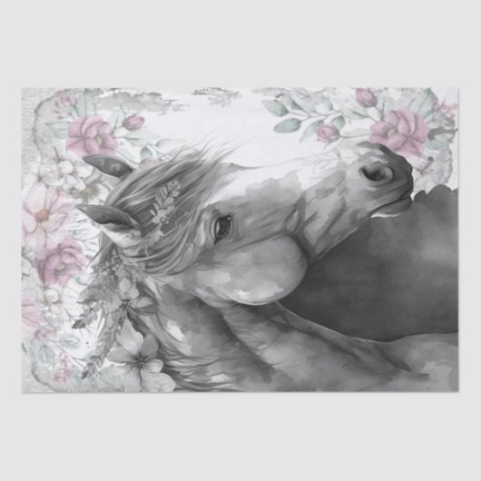 Stunning Fantasy Horse Floral Tissuepapier (Voorkant)