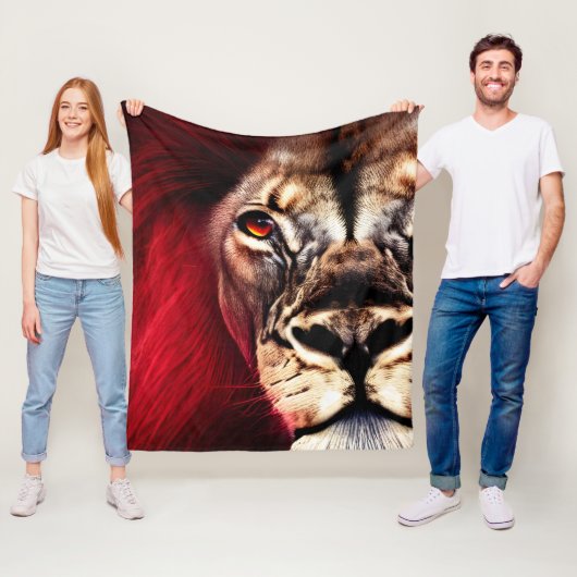 Stunning Fierce Wilderness Male Lion Fleece Deken (In situ)