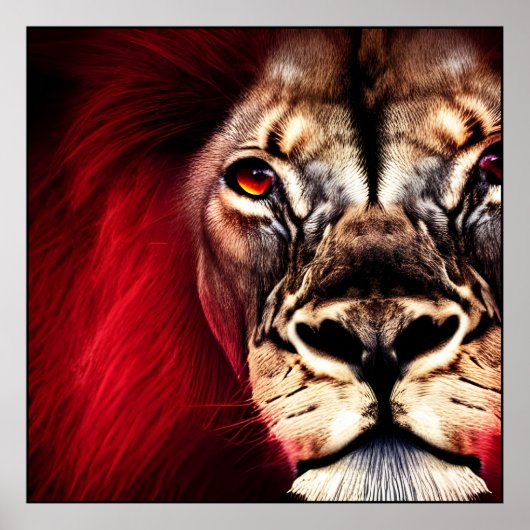 Stunning Fierce Wilderness Male Lion Poster (Voorkant)