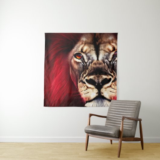 Stunning Fierce Wilderness Male Lion Wandkleed (In situ)