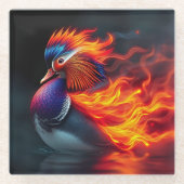 Stunning Flame-boyant Firebird Hot Mandarin Duck Glazen Onderzetter (Voorkant)