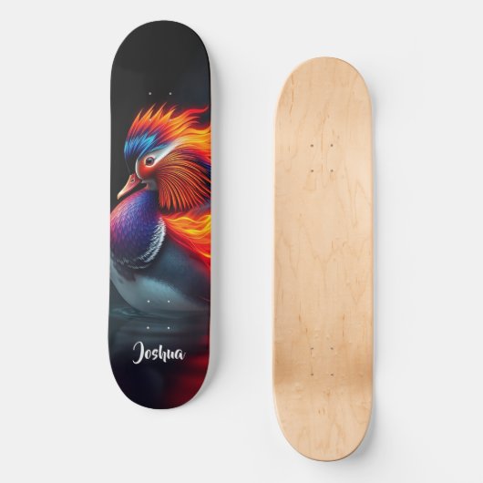 Stunning Flame-boyant Firebird Hot Mandarin Duck Persoonlijk Skateboard (Voorkant)
