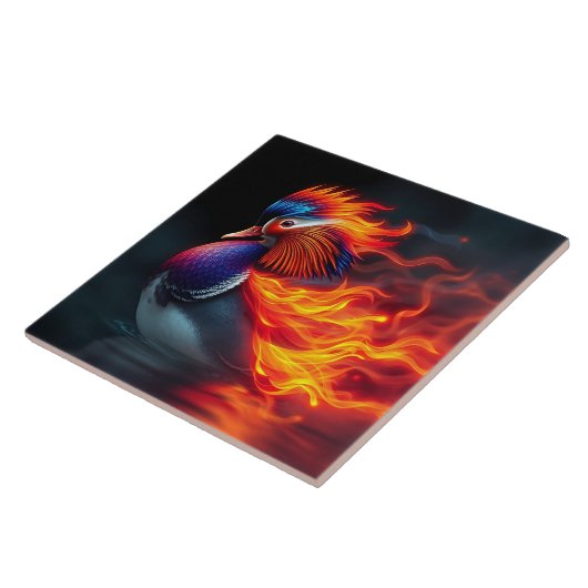 Stunning Flame-boyant Firebird Hot Mandarin Duck Tegeltje (Zijkant)