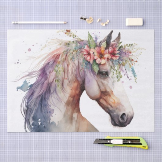 Stunning Floral Horse Tissuepapier (Craft)