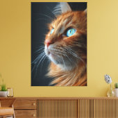 Stunning Fluffy Ginger Cat Profile - Blue Eyed Canvas Afdruk (Insitu (Woonkamer))