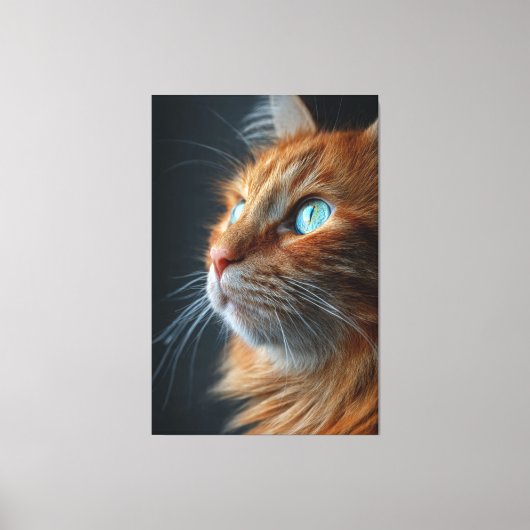 Stunning Fluffy Ginger Cat Profile - Blue Eyed Canvas Afdruk (Voorkant)