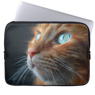 Stunning Fluffy Ginger Cat Profile - Blue Eyed Laptop Sleeve