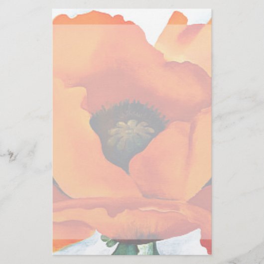 Stunning Georgia O'Keeffe Abstract Oranje Poppie Briefpapier (Voorkant)