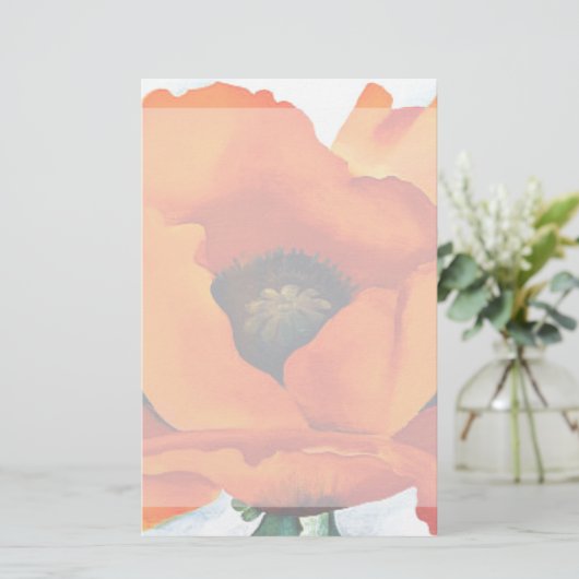 Stunning Georgia O'Keeffe Abstract Oranje Poppie Briefpapier (Staand voorkant)