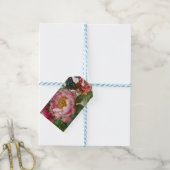 Stunning Gewaagde Bloemendesign Vlinder en Pioenro Cadeaulabel (Met Touw)
