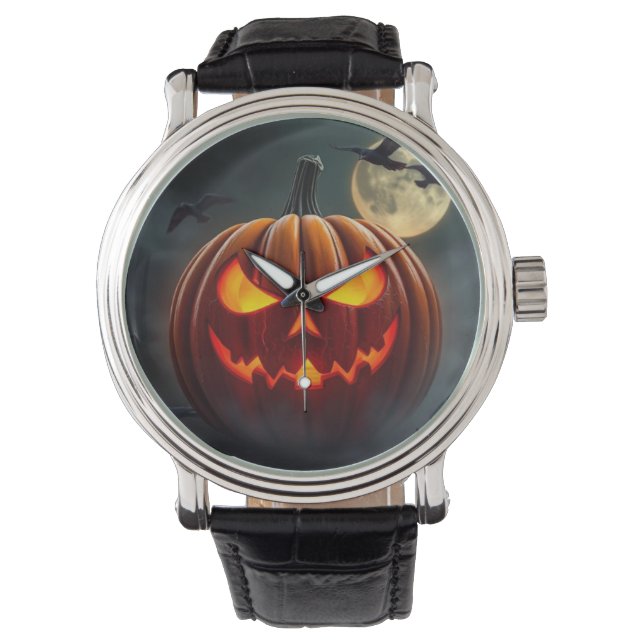 Stunning Glowing Pumpkin Watch for Halloween Horloge (Voorkant)