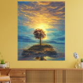 Stunning Golden Sunset Tree Canvas Afdruk (Insitu (Woonkamer))