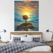 Stunning Golden Sunset Tree Canvas Afdruk (Insitu (Slaapkamer))