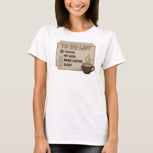 Stunning Goud COFFIE EERST RED DE WERELD T-shirt (Voorkant)