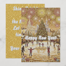 stunning Gouden Glitter Nieuwjaarskaart