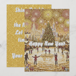 stunning Gouden Glitter Nieuwjaarskaart Feestdagenkaart
