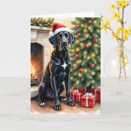 Stunning Great Dane Christmas Card Kaart (Gele Bloem)
