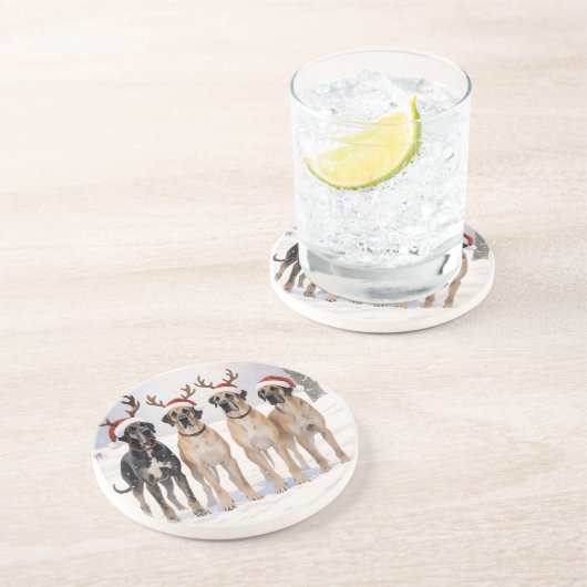 Stunning Great Dane  Zandsteen Onderzetter (Zijkant)