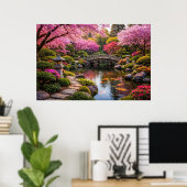 Stunning Japanese Garden & Koi Pond Poster (Thuiskantoor)