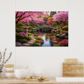 Stunning Japanse Tuin & Koi Vijver Poster (Keuken)