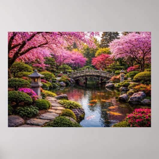 Stunning Japanse Tuin & Koi Vijver Poster (Voorkant)