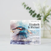 Stunning Kingfisher Bird Budget Weddenschap Uitnod (Staand voorkant)