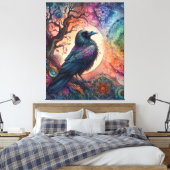 Stunning Kraai Boom des levens Mandala Pagan Gotis Canvas Afdruk (Insitu (Slaapkamer))