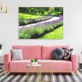 Stunning Lavender-Lined Garden Walk Canvas Afdruk (Insitu (Woonkamer))